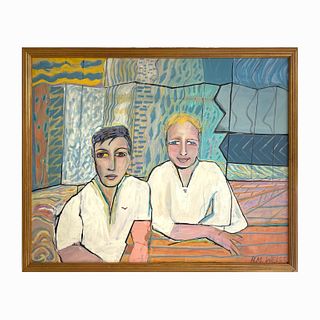 H. M. Weiss Oil Painting On Canvas Of Two Men