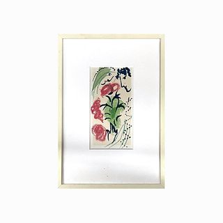Marc Chagall Floral Color Lithograph Framed