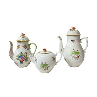 Lot Of 3 Herend Hungary Teapot & Coffee Pot Items