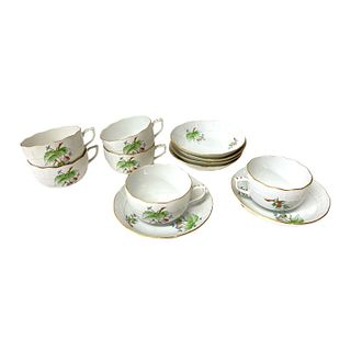 Lot of 6 Herend Hungary Teacup & Saucer Sets
