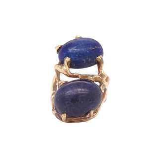 14K YG Cabochon Lapis Lazuli Free-Form Ring