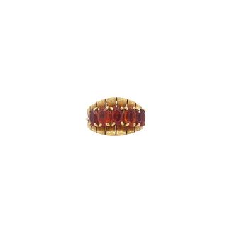 Vintage 18K Yellow Gold 5 Oval Citrine Ring