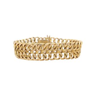 Vtg 14K Yellow Gold Double Curb Link Charm Bracele