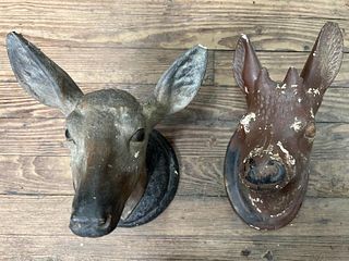 Two Chalkware Deer Plaques