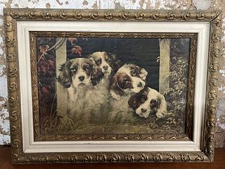 Early Lithograph of Dogs