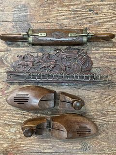 Shoe Forms, Rack, and Carving Set.