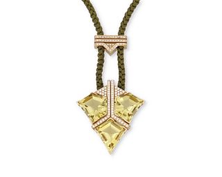 A Paul Binder heliodor golden beryl and diamond necklace