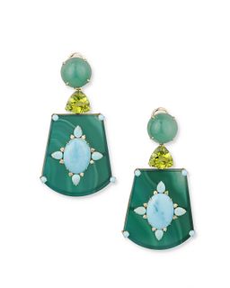 A pair of gemset chandelier ear pendants