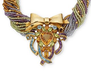 An Italian gemstone heart necklace