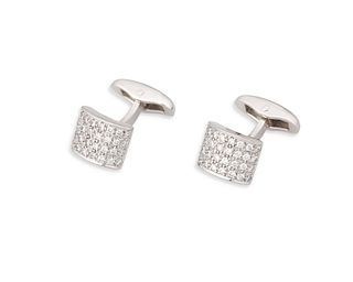 A pair of diamond swivel-back cufflinks