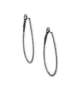 A pair of diamond hoop earrings