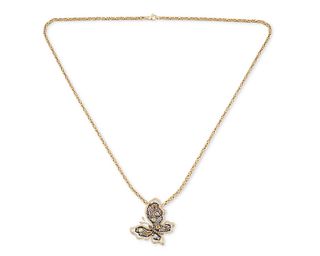 A gemstone butterfly necklace