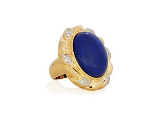 A lapis lazuli and diamond ring