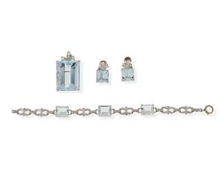 A group of aquamarine jewelry