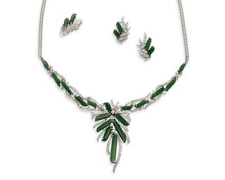 A set of jadeite and diamond jewelry
