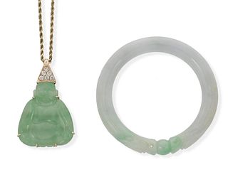Two jadeite jewelry items
