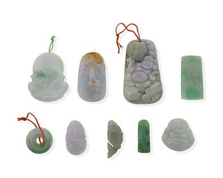 Nine carved jade pendants