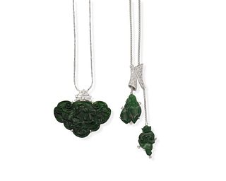 Two jadeite and diamond necklaces