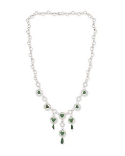 A jadeite and diamond necklace