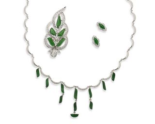 A group jadeite and diamond jewelry