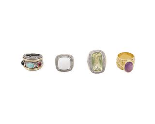 Four gemstone rings, including David Yurman