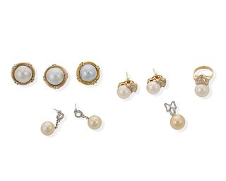 Three sets of cultured pearl jewelry