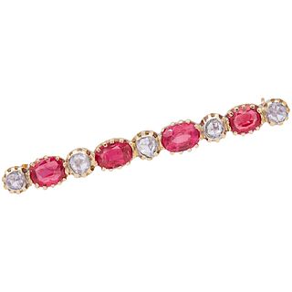 ANTIQUE RUBY AND DIAMOND BAR BROOCH