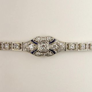 Lady's Art Deco Approx. 3.0 Carat Old European Cut Diamond Bracelet.