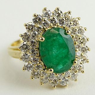Lady's BHGL Appraised 3.50 Carat Oval Cut Emerald Ring.