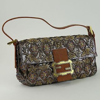 Limited Edition Fendi Clutch with Metalic Embroiderey.