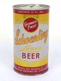 1968 Schoenling Lager Beer 12oz Tab Top Can T123-24, Cincinnati, Ohio