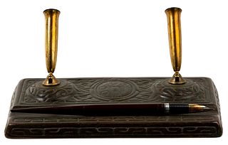 Tiffany Studios 'Zodiac' Pen Stand and Fountain Pen
