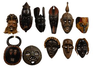 African Carved Wood Mask Assortment