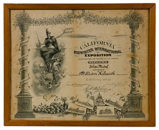 William Hubacek (American, 1871-1958) Certificate