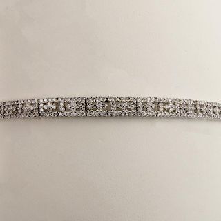 Lady's Approx. 6.0 Carat Round Cut Diamond and 18 Karat White Gold Bracelet.