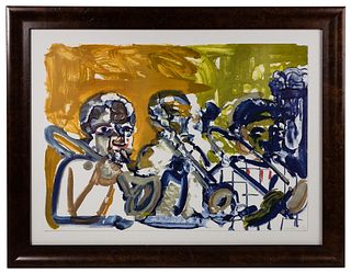 Romare Bearden (American, 1911-1988) 'Brass Section (Jamming at Minton's)' Lithograph