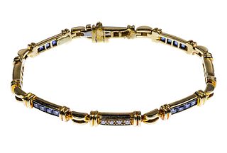 Tiffany & Co 18k Yellow Gold, Sapphire and Diamond Bracelet