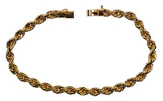 14k Yellow Gold Twisted Rope Bracelet