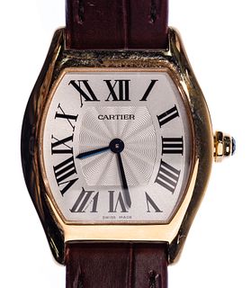 Cartier 'Tortue' 18k Rose Gold Wristwatch