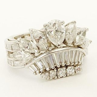 Retro 1940's Lady's Approx. 4.50 Carat Diamond and Platinum Crown Ring.