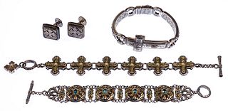 Konstantino 18k Gold and Sterling Silver Cufflink and Bracelet Assortment