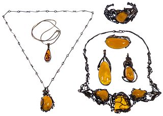 Sterling Silver and Amber Jewelry Assortment