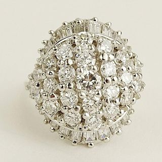 Vintage Approx. 3.50 Diamond and 14 Karat White Gold Dome Cluster Ring.