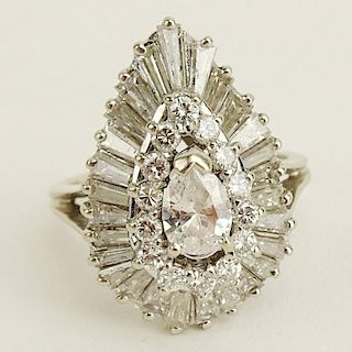 Vintage Diamond and 14 Karat White Gold Ballerina Ring