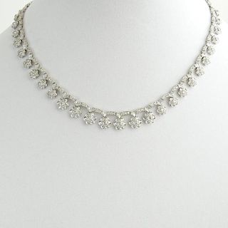 Lady's Approx. 9.0 Carat Diamond and 18 Karat White Gold Necklace.