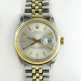 Men's Vintage Rolex Oyster Perpetual Datejust 1601/3 Stainless Steel and 14 Karat Yellow Gold Watch