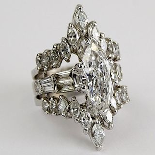 Approx. 2.19 Carat Marquise Cut Diamond and 18 Karat White Gold Engagement Ring