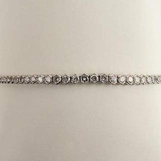Lady's Approx. 16.0 Carat Round Cut Diamond and 18 Karat White Gold Riviera Necklace