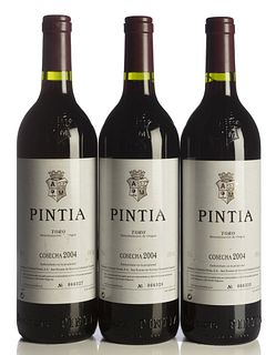 Three bottles Pintia Vega Sicilia 2004. 
Category: Red wine. D.O. Toro.