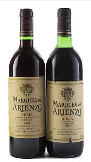 Two bottles of Marqués de Arienzo, crianza 1983 and 1994. 
Bodegas Domecq S.A.